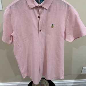 Men's Pink Linen Casual Button Down Shirt
